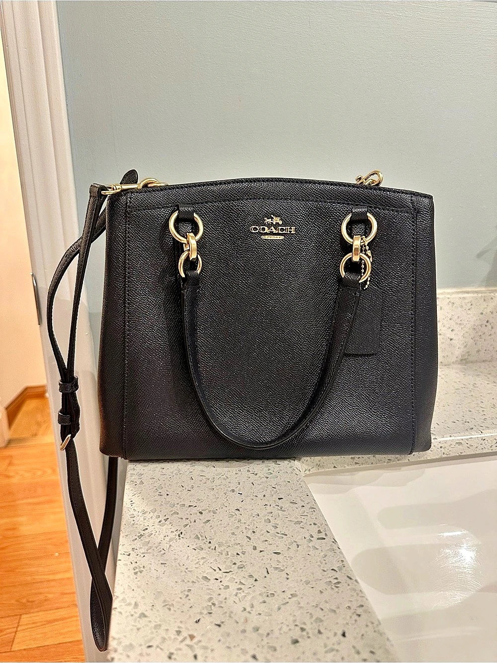 Coach Christie Carryall Black Leather Shoulder Bag